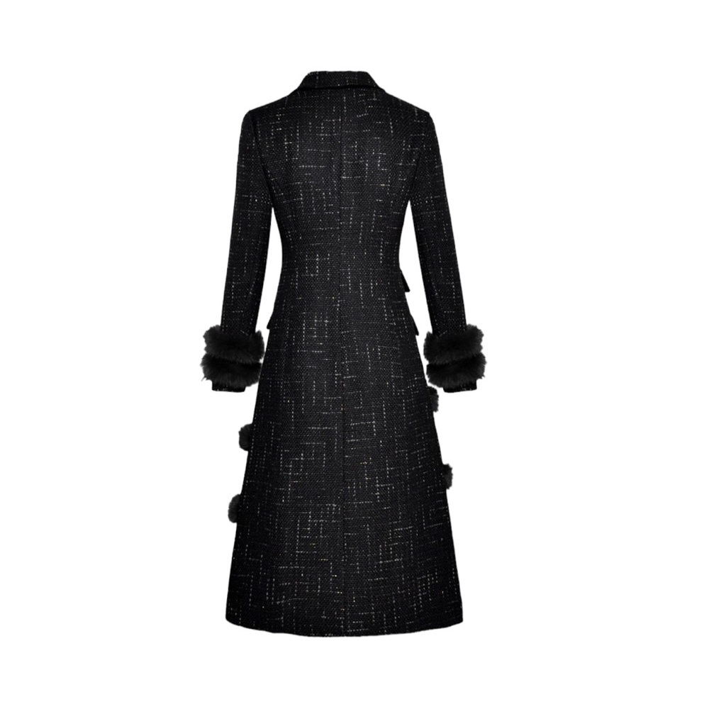 Gorgeous Fur Trim Tweed Long Jacket The Iphigenyah - Picture 5 of 12